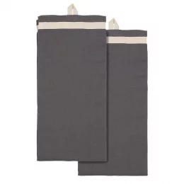 Набор из двух кухонных полотенец саржевого плетения серого цвета из коллекции essential, 50х70 см
