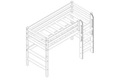 Кровать Соня вариант 5 полувысокая с прямой лестницей
