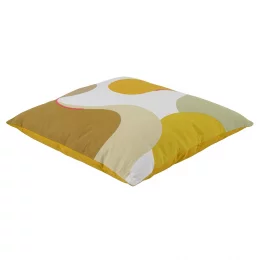 Подушка декоративная из хлопка горчичного цвета с авторским принтом из коллекции freak fruit, 45х45 см