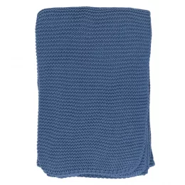 Плед из хлопка жемчужной вязки пыльно-голубого цвета из коллекции essential, 130х180 см