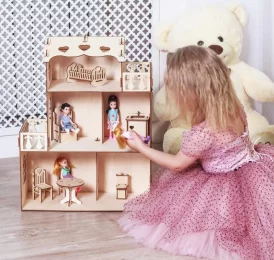 Деревянный конструктор кукольный домик София Мини с мебелью