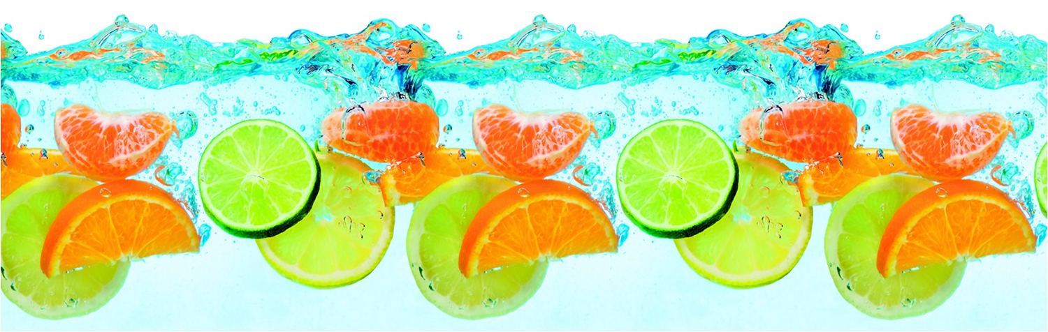 Стеновая панель Цитрус-фрукты в воде
