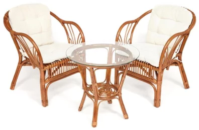 Комплект для отдыха New Bogota (стол со стеклом + 2 кресла)