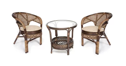 Комплект для отдыха Pelangi (стол со стеклом + 2 кресла) с матрасом