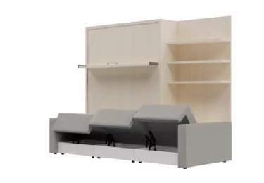 Шкаф-Кровать с полкой с диваном СМАРТ 1 Дуб Серый