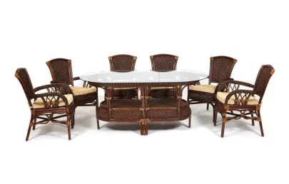 Обеденный комплект ANDREA GRAND (стол со стеклом+6 кресел+ подушки)