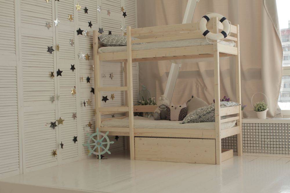 Bunk bed in the Interior in the photo | Bunk bed designs, Bedroom design, Beach style bedroom