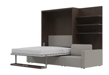 Шкаф-Кровать с полкой с диваном СМАРТ 1 Венге Серый