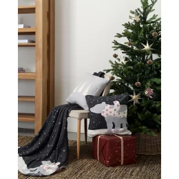 Плед из хлопка с новогодним рисунком polar bear из коллекции new year essential, 130х180 см