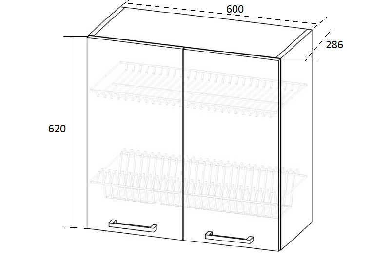 Размеры навесного шкафа для кухни под сушку