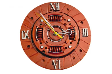 Настенные часы Rolling Stol из диска сцепления оранжевый