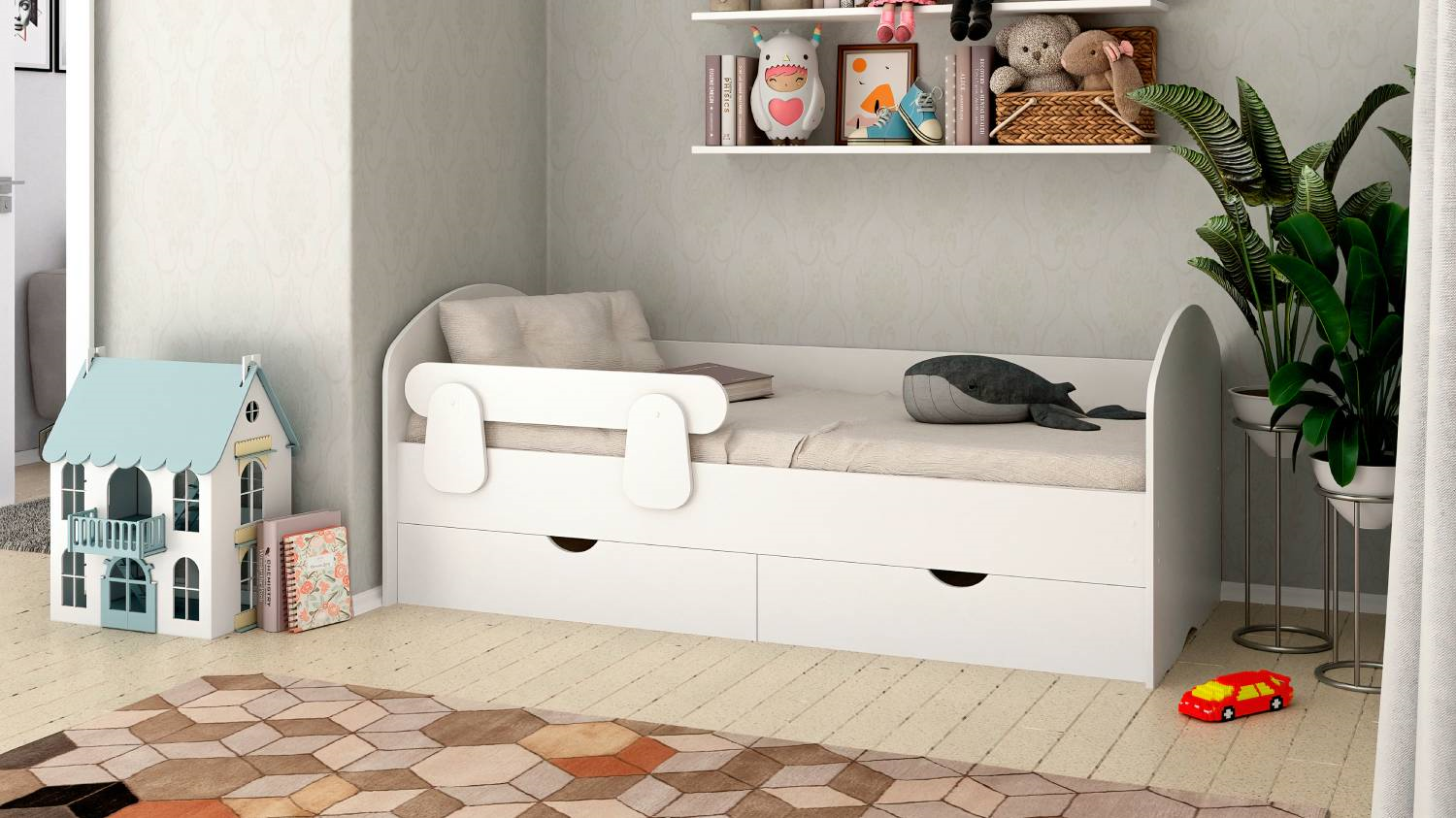Детская кровать Woodix Luna (маятник универсальный), Белый