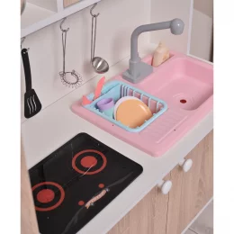 Детская кухня SITSTEP с пеналом и водой, интерактивная плита со звуком и светом