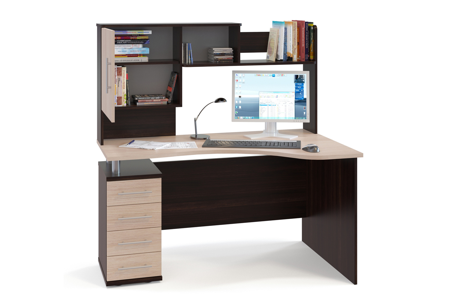 Компьютерный стол Woodville КСТ-14Л левый дуб сонома / белый 285121 - выгодная ц