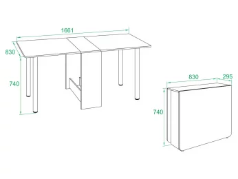 Кухонный стол-книжка СП-04М.1 раскладной на металлических опорах
