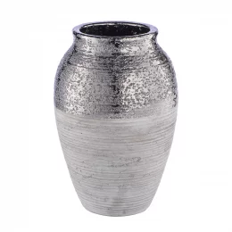 Cha1 Декоративная ваза Фактура, Д160 Ш160 В250, серый металлический
