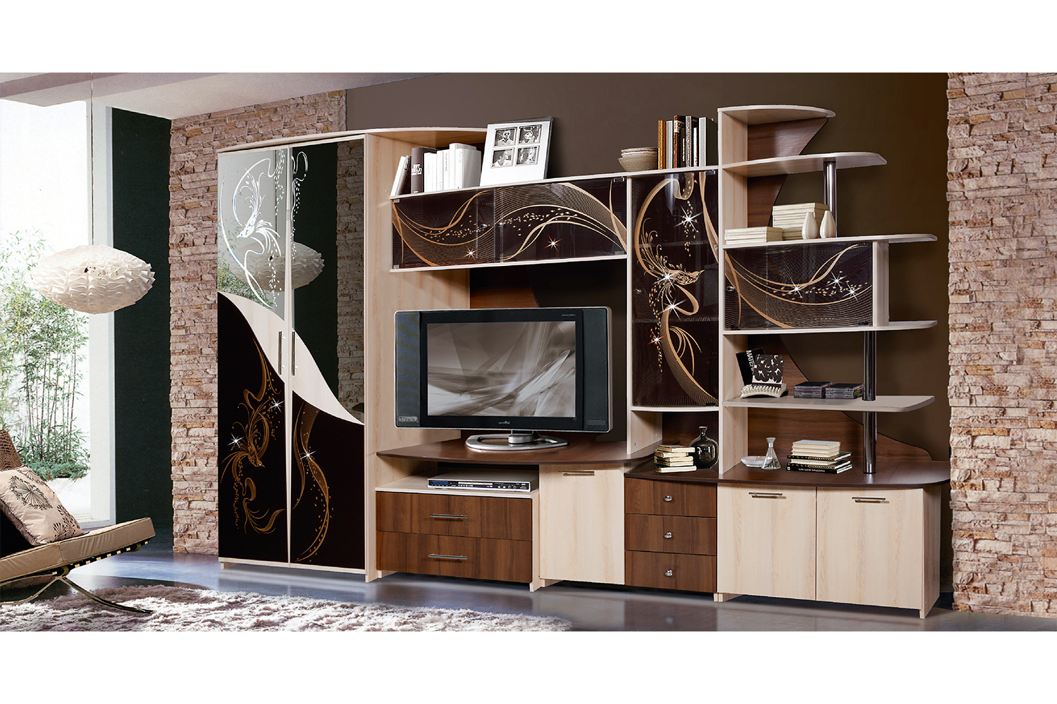 Стенка Орфей-5 (шкаф комбинированный) КМК 0153-02 - купить с доставкой, цена в П