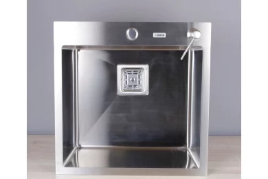 Мойка для кухни врезная Агата C5050-AS 50х50 см с сифоном, коландером, дозатором