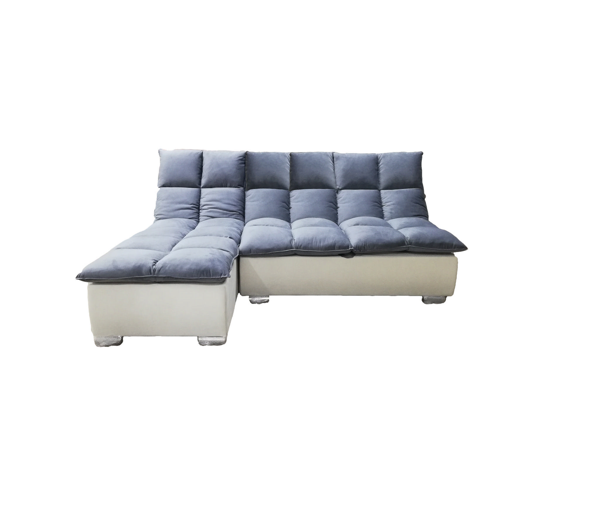 Секционный диван L-образной формы с двусторонней оттоманкой для гостиной, бежевого цвета