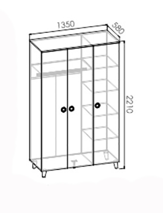 Ш 3 х. Фиеста 3-х ств венге лоредо. 005. Ш-2сб лдсп. Шкаф смарти 3 створчатый.