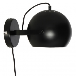 Лампа настенная ball с подвесом, 18 см, черная матовая, черный шнур