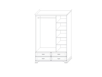 Шкаф Сиена 3-х дверный (2 глухих фасада, 1 зеркальный)