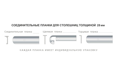 Планка Герда для столешницы 28 мм щелевая T-образная